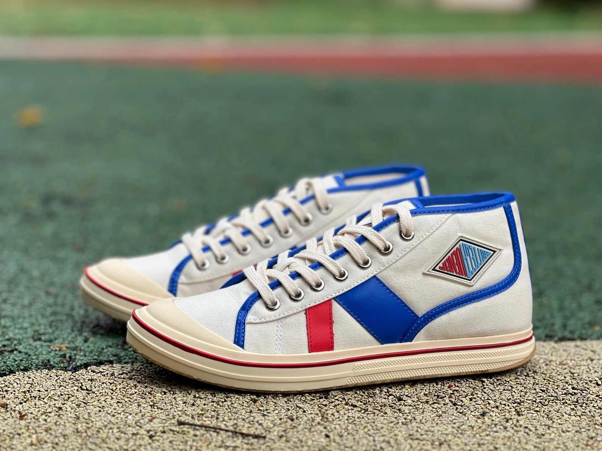 Bottega Veneta Canvas Shoes White Blue Red
