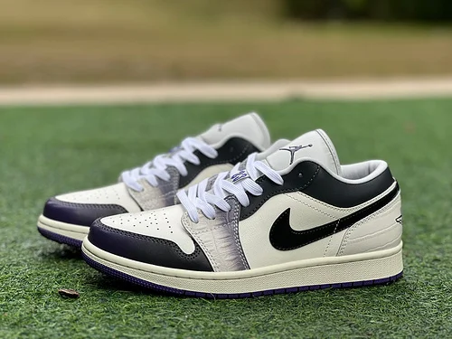 Y Pure Original AJ1 Low White Black Purple Punk Basketball Shoes HF5759-101