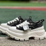 SMILEREPUBLIC Dad Shoes Black White