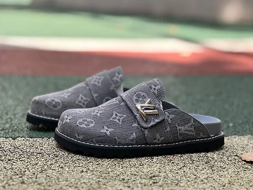 ルイ?ヴィトン LV ハーフスリッパ グレイ コージーコンフォート デニムミュール