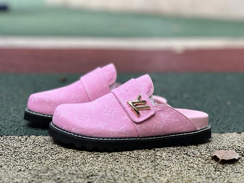 ルイ?ヴィトン LV ハーフスリッパ ピンク コージーコンフォート デニムミュール