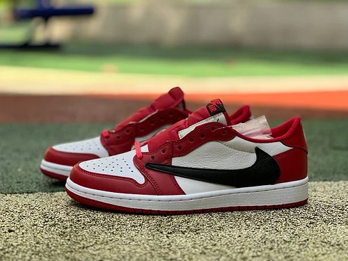 LJR版 AJ1 トラヴィス?スコット ロートップ ホワイトブラックレッド スニーカー DM7866-101