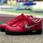 オフホワイト x ナイキ エアフォース1 ロー ブラックレッド スニーカー DD1876-600