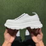 アレキサンダー?マックイーン プラットフォーム キャンバスシューズ ロートップ オールホワイト