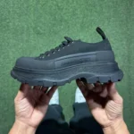 アレキサンダー?マックイーン プラットフォーム キャンバスシューズ ロートップ オールブラック