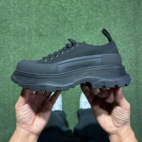 アレキサンダー?マックイーン プラットフォーム キャンバスシューズ ロートップ オールブラック