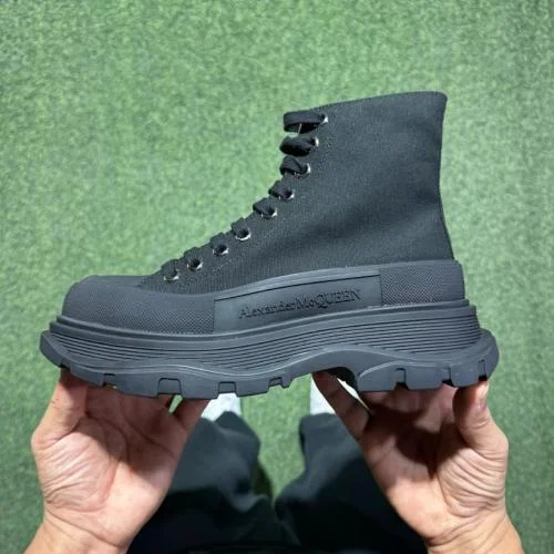 アレキサンダー?マックイーン プラットフォーム キャンバスシューズ ハイトップ オールブラック